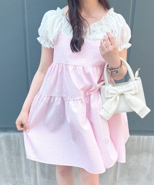 frunco（フランコ）の「ジャガードAラインチュニック（チュニック・レディース・ホワイト/ピンク/ブラック・FREE）」の3枚目の写真