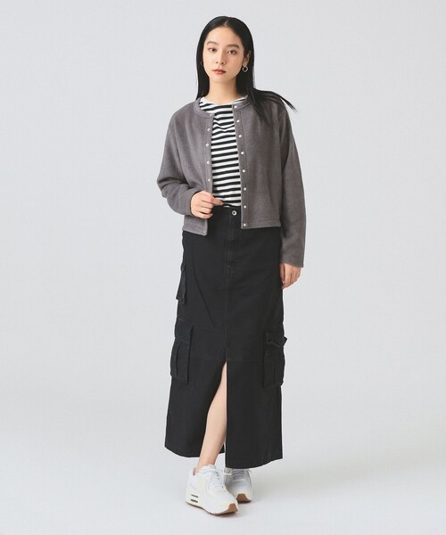 Ray BEAMS（レイビームス）の「ORCIVAL / フリース クルーネック カーディガン（カーディガン/ボレロ・レディース・サックスブルー/グレー/ピンク/ベージュ・2）」の5枚目の写真