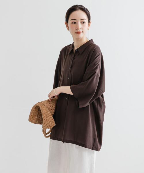 URBAN RESEARCH（アーバンリサーチ）の「ハーフスリーブシアーワイドシャツ（シャツ/ブラウス・レディース・ブラック/オフホワイト/ブラウン・FREE）」の21枚目の写真