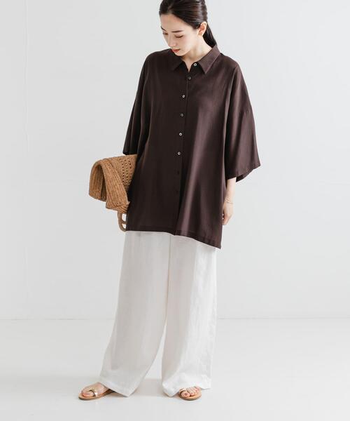 URBAN RESEARCH（アーバンリサーチ）の「ハーフスリーブシアーワイドシャツ（シャツ/ブラウス・レディース・ブラック/オフホワイト/ブラウン・FREE）」の20枚目の写真