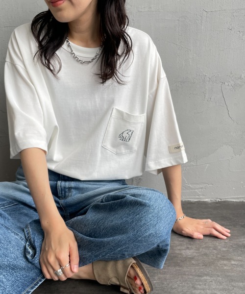 NORDISK（ノルディスク）の「[NORDISK/ノルディスク] 別注 ワンポイント刺繍 ポケットTシャツ（Tシャツ/カットソー・レディース・チャコールグレー/ホワイト/ブラック・48/46/44/50）」の6枚目の写真