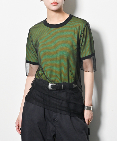 CITYSHOP タイダイスウェットカットソー ONESIDE GATHER TOP：カットソー（Tシャツ／カットソー