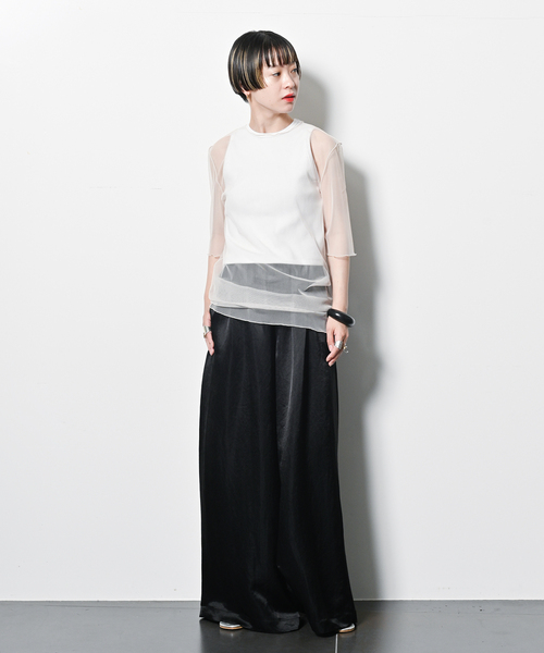 CITYSHOP(シティーショップ)の「MESH Tシャツ(Tシャツ/カットソー・レディース・ブラック/ベージュ/ブラウン・FREE)」の13枚目の写真