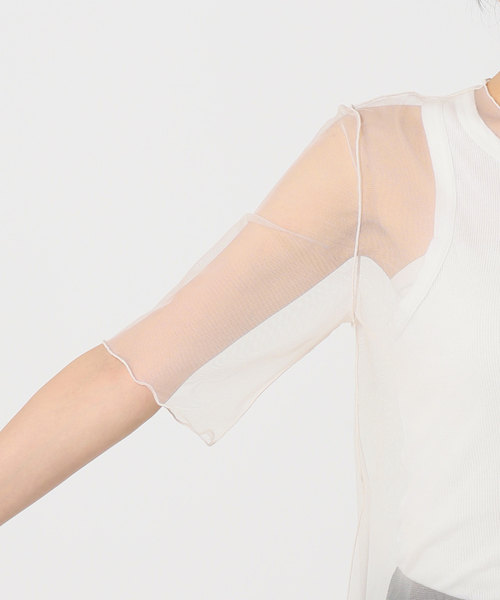 CITYSHOP(シティーショップ)の「MESH Tシャツ(Tシャツ/カットソー・レディース・ブラック/ベージュ/ブラウン・FREE)」の8枚目の写真