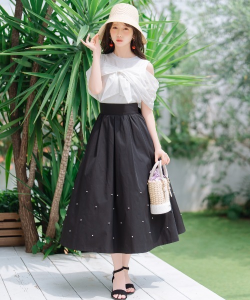 WILLSELECTION（ウィルセレクション）の「リボンレイヤードカットトップス（Tシャツ/カットソー・レディース・ブラック/ピンク/オフホワイト・FREE）」の8枚目の写真