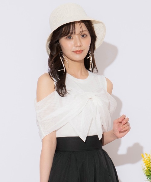 WILLSELECTION（ウィルセレクション）の「リボンレイヤードカットトップス（Tシャツ/カットソー・レディース・ブラック/ピンク/オフホワイト・FREE）」の9枚目の写真