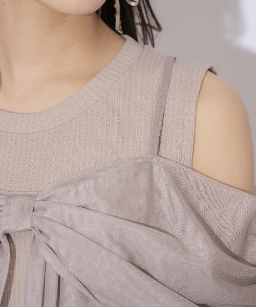 WILLSELECTION（ウィルセレクション）の「リボンレイヤードカットトップス（Tシャツ/カットソー・レディース・ブラック/ピンク/オフホワイト・FREE）」の5枚目の写真