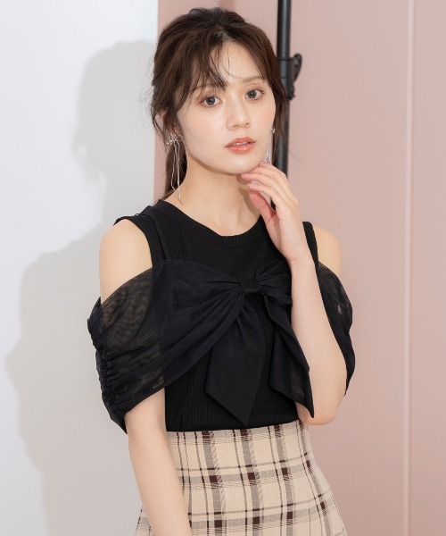 WILLSELECTION（ウィルセレクション）の「リボンレイヤードカットトップス（Tシャツ/カットソー・レディース・ブラック/ピンク/オフホワイト・FREE）」の17枚目の写真