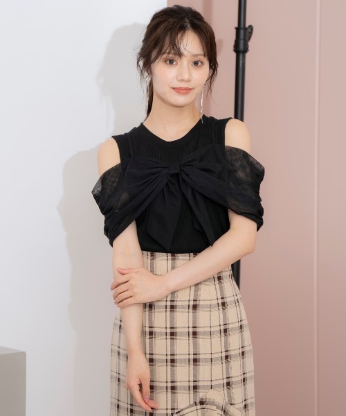 WILLSELECTION（ウィルセレクション）の「リボンレイヤードカットトップス（Tシャツ/カットソー・レディース・ブラック/ピンク/オフホワイト・FREE）」の19枚目の写真