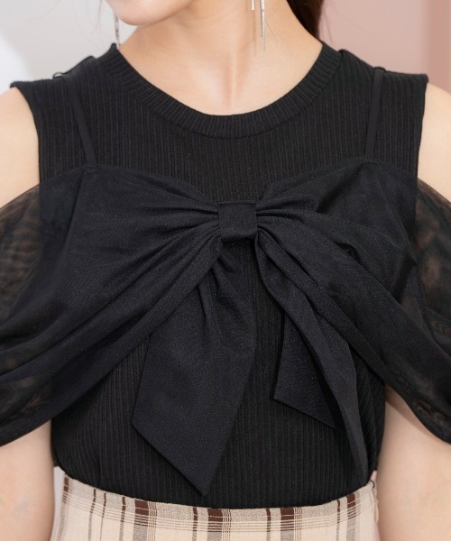 WILLSELECTION（ウィルセレクション）の「リボンレイヤードカットトップス（Tシャツ/カットソー・レディース・ブラック/ピンク/オフホワイト・FREE）」の22枚目の写真