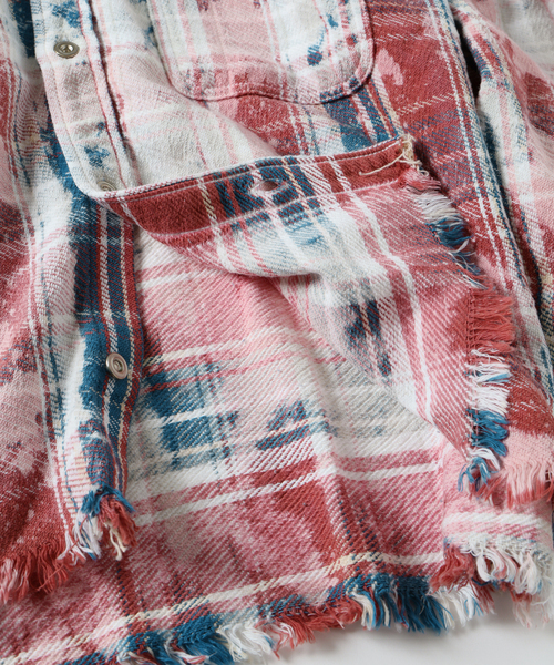 Journal Standard TRISECT（トライセクト）の「TRISECT2 / ネル ファット クラッシュ チェック シャツ（シャツ/ブラウス・メンズ・ベージュ/ブルー系その他/レッド・SMALL/MEDIUM/LARGE）」の9枚目の写真