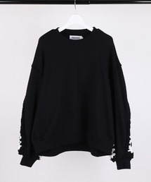 DISCOVERED | msw1724-PLAYCARD CROCHET SLEEVE SWEAT スウェット(DC-SS26-CU-16)(スウェット)