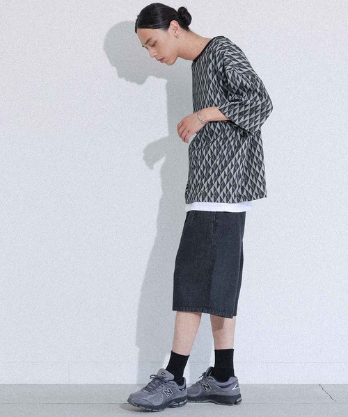 MDR(エムディアール)の「ジオメトリック柄ニットソー半袖Tシャツ(Tシャツ/カットソー・メンズ・ブラック/ベージュ・M/L)」の21枚目の写真