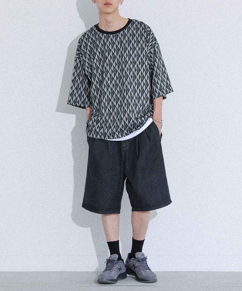 MDR(エムディアール)の「ジオメトリック柄ニットソー半袖Tシャツ(Tシャツ/カットソー・メンズ・ブラック/ベージュ・M/L)」の22枚目の写真