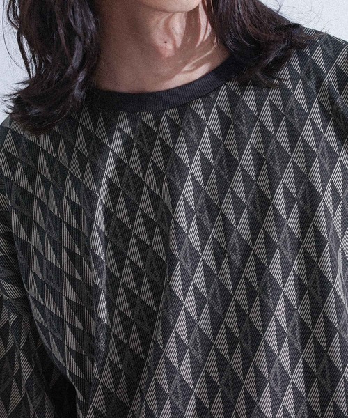 MDR(エムディアール)の「ジオメトリック柄ニットソー半袖Tシャツ(Tシャツ/カットソー・メンズ・ブラック/ベージュ・M/L)」の18枚目の写真