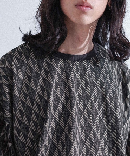 MDR(エムディアール)の「ジオメトリック柄ニットソー半袖Tシャツ(Tシャツ/カットソー・メンズ・ブラック/ベージュ・M/L)」の20枚目の写真