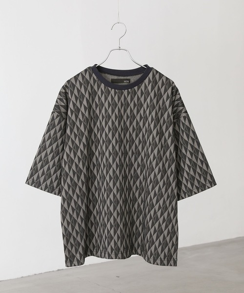 MDR(エムディアール)の「ジオメトリック柄ニットソー半袖Tシャツ(Tシャツ/カットソー・メンズ・ブラック/ベージュ・M/L)」の11枚目の写真