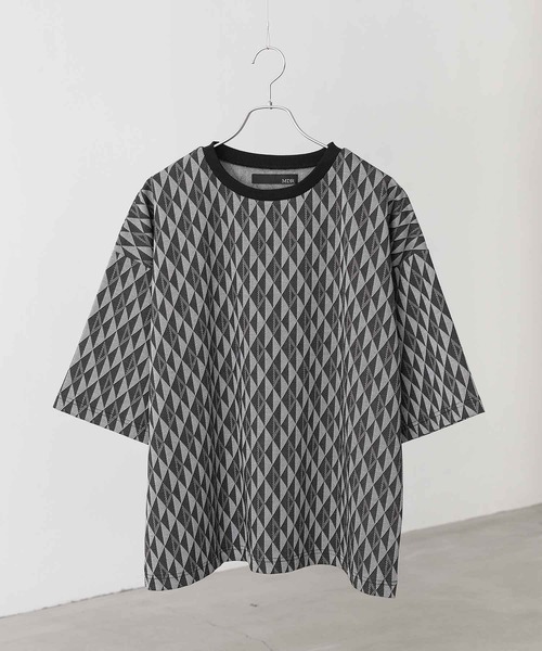 MDR(エムディアール)の「ジオメトリック柄ニットソー半袖Tシャツ(Tシャツ/カットソー・メンズ・ブラック/ベージュ・M/L)」の10枚目の写真