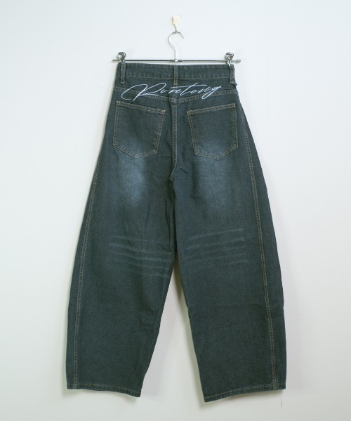 デニム ワイド ジーンズ バックロゴ ストリート Amazon | [YACORESYA] デニムパンツ メンズ ストリート ワイド