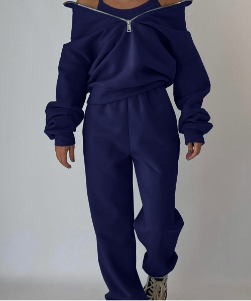 NEW GENTLEMAN(ニュージェントルマン)の「【2点SET】サンフェルナンド セットアップ ハーフジップトレーナー&パンツ(スウェット・レディース・グレー/ブルー/ブラック/オリーブ/モカ/ミント/ネイビー/ピンク・M/L/XL)」の16枚目の写真