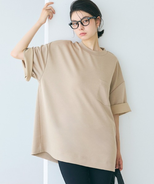 coca(coca)(コカ)の「コットンタッチダブルクロスビッグTシャツ(Tシャツ/カットソー・メンズ・ベージュ/チャコール・XL/M/L)」の1枚目の写真