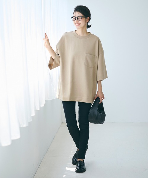 coca(coca)(コカ)の「コットンタッチダブルクロスビッグTシャツ(Tシャツ/カットソー・メンズ・ベージュ/チャコール・XL/M/L)」の9枚目の写真