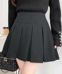 厚手TPUカットジョーゼットワイドプリーツミニスカパン