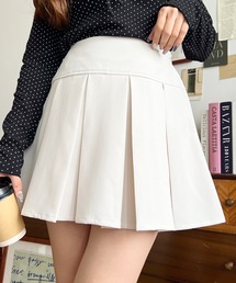 moment+ | 厚手TPUカットジョーゼットワイドプリーツミニスカパン(スカート)
