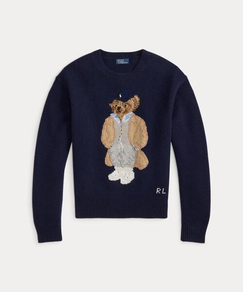 白のポロベアセーター。 編み込み。ウールとカシミア。サイズSP 白のポロベアセーター。 編み込み。ウールとカシミア。サイズSP