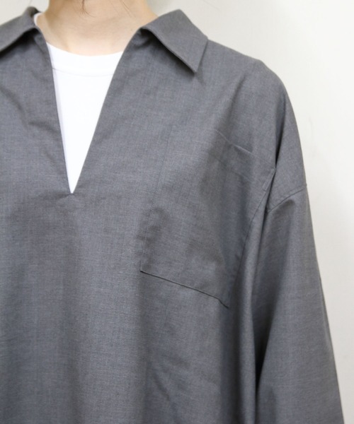 ORCIVAL(オーシバル)の「ORCIVAL/オーシバル ロングシャツ LONG SHIRT OR-B0419 TWR(シャツ/ブラウス・レディース・ネイビー/グレー・1)」の3枚目の写真