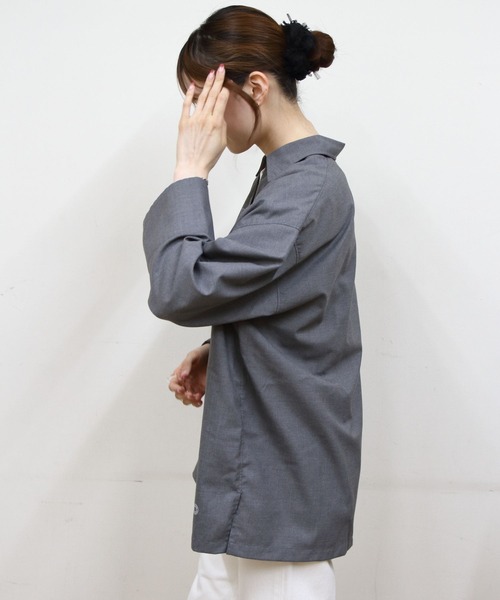 ORCIVAL(オーシバル)の「ORCIVAL/オーシバル ロングシャツ LONG SHIRT OR-B0419 TWR(シャツ/ブラウス・レディース・ネイビー/グレー・1)」の6枚目の写真