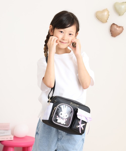 セール】サンリオ チェック クリアポケット ぬいぐるみ付 合皮ｼｮﾙﾀﾞｰ