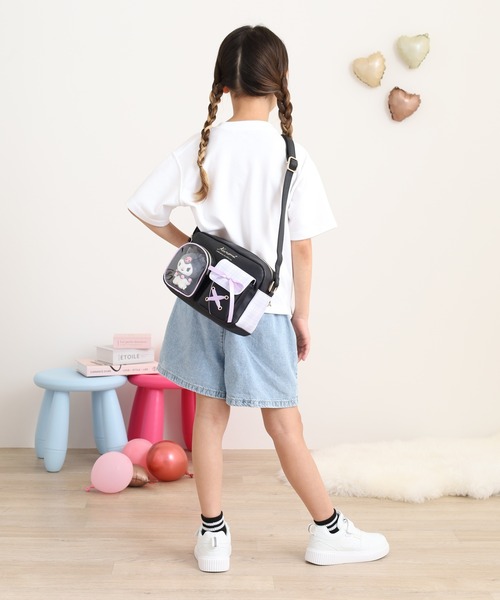 サンリオ チェック クリアポケット ぬいぐるみ付 合皮ｼｮﾙﾀﾞｰ
