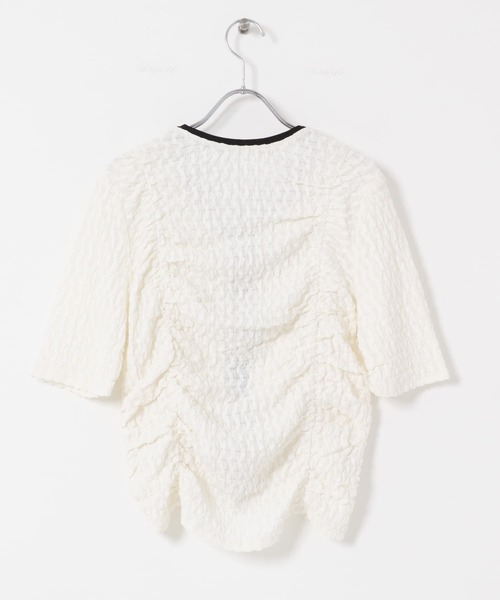 KBF（ケイビーエフ）の「シャーリングホックトップス（Tシャツ/カットソー・レディース・ブラック/アイボリー・ONE）」の12枚目の写真