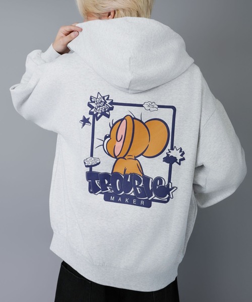 セール】【TOM&JERRY / トムとジェリー】裏毛ロゴジップパーカー/ユニ