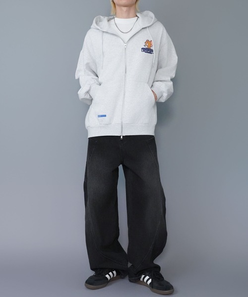セール】【TOM&JERRY / トムとジェリー】裏毛ロゴジップパーカー/ユニ