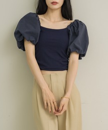 パフスリーブ」に該当するトップス（ブルー・ネイビー/青色系
