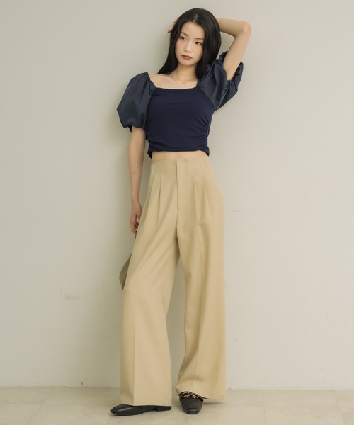NEUNA(ヌナ)の「2wayパフスリーブトップス(Tシャツ/カットソー・レディース・ネイビー/オフホワイト・FREE)」の15枚目の写真