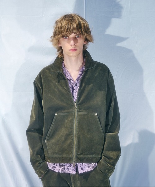 BEAVER（ビーバー）の「B omnivore/ビーオムニボー  FLOCKY DENIM COVER JACKET フロッキーデニムカバージャケット（カバーオール・メンズ・オリーブ系/ブラウン・L/M）」の2枚目の写真