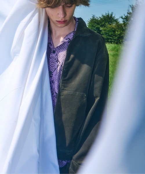 BEAVER（ビーバー）の「B omnivore/ビーオムニボー  FLOCKY DENIM COVER JACKET フロッキーデニムカバージャケット（カバーオール・メンズ・オリーブ系/ブラウン・L/M）」の8枚目の写真