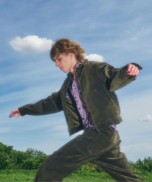 BEAVER（ビーバー）の「B omnivore/ビーオムニボー  FLOCKY DENIM COVER JACKET フロッキーデニムカバージャケット（カバーオール・メンズ・オリーブ系/ブラウン・L/M）」の7枚目の写真