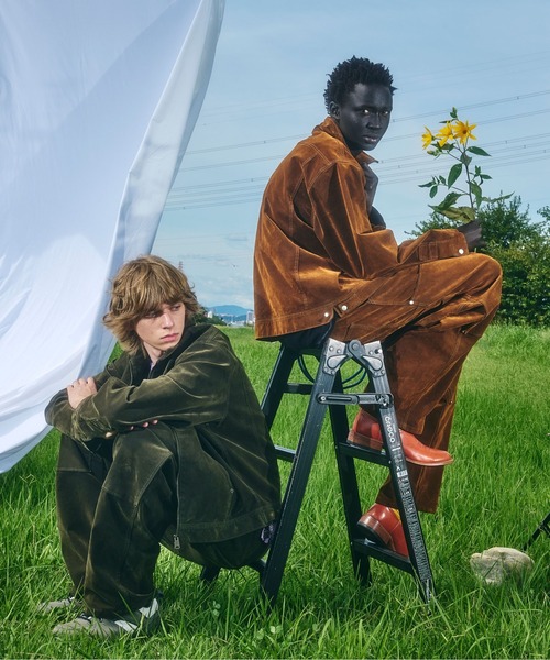 BEAVER（ビーバー）の「B omnivore/ビーオムニボー  FLOCKY DENIM COVER JACKET フロッキーデニムカバージャケット（カバーオール・メンズ・オリーブ系/ブラウン・L/M）」の9枚目の写真