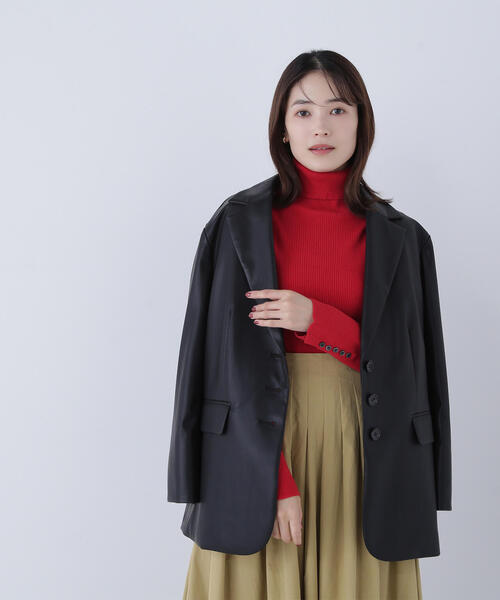 NATURAL BEAUTY BASIC（ナチュラルビューティーベーシック）の「◇フェイクレザーシングルテーラードジャケット（テーラードジャケット・レディース・ブラウン/ブラック・FREE）」の20枚目の写真