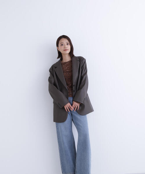 NATURAL BEAUTY BASIC（ナチュラルビューティーベーシック）の「◇フェイクレザーシングルテーラードジャケット（テーラードジャケット・レディース・ブラウン/ブラック・FREE）」の16枚目の写真