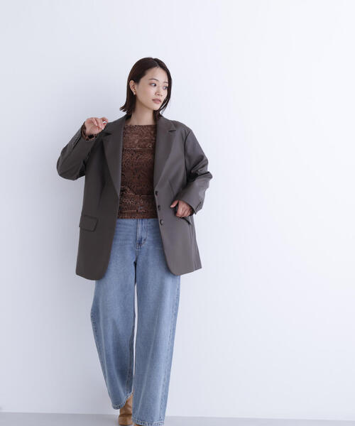 NATURAL BEAUTY BASIC（ナチュラルビューティーベーシック）の「◇フェイクレザーシングルテーラードジャケット（テーラードジャケット・レディース・ブラウン/ブラック・FREE）」の15枚目の写真