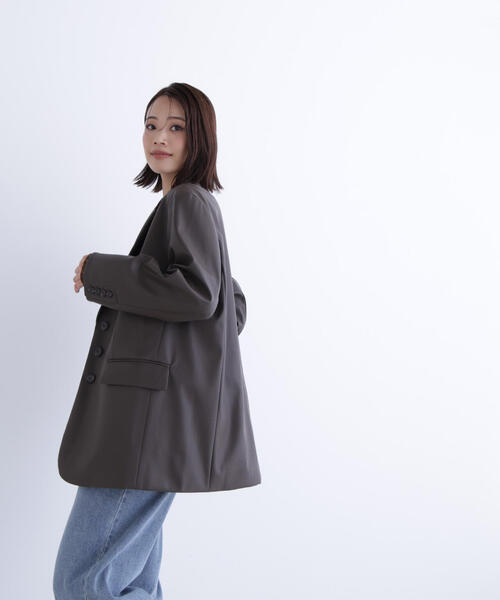 NATURAL BEAUTY BASIC（ナチュラルビューティーベーシック）の「◇フェイクレザーシングルテーラードジャケット（テーラードジャケット・レディース・ブラウン/ブラック・FREE）」の14枚目の写真