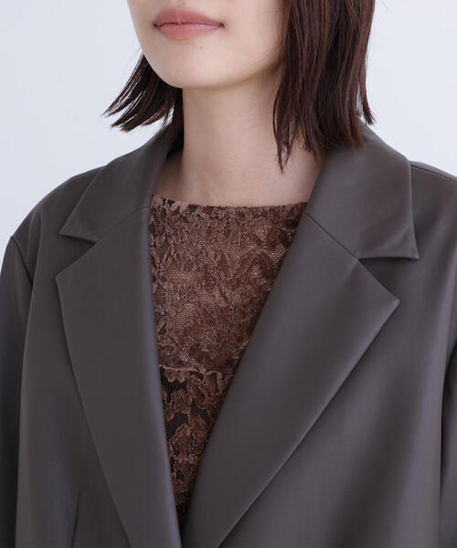 NATURAL BEAUTY BASIC（ナチュラルビューティーベーシック）の「◇フェイクレザーシングルテーラードジャケット（テーラードジャケット・レディース・ブラウン/ブラック・FREE）」の9枚目の写真