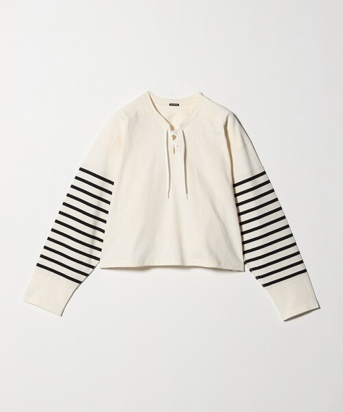 FILL THE BILL（フィルザビル）の「【別注】＜FILL THE BILL＞レースアップ クロップド カットソー（Tシャツ/カットソー・レディース・オフホワイト/ブラック・FREE）」の9枚目の写真