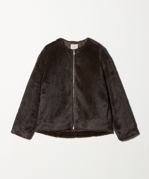 green label relaxing（グリーンレーベルリラクシング）の「フェイクファー ノーカラー コート（その他アウター・レディース・ダークブラウン/ベージュ・FREE）」の22枚目の写真