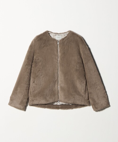 セール】フェイクファー ノーカラー コート（その他アウター）｜green